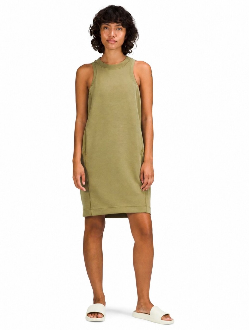 LULULEMON Softstreme Back In Action Mini Dress Bronze Green Sz 8 Athletic